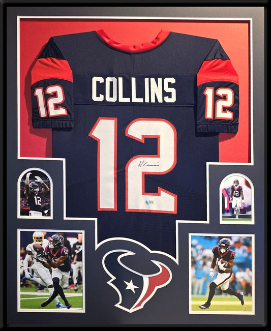 Framed Houston Texans Nico Collins Autographed Signed Jersey Beckett Holo