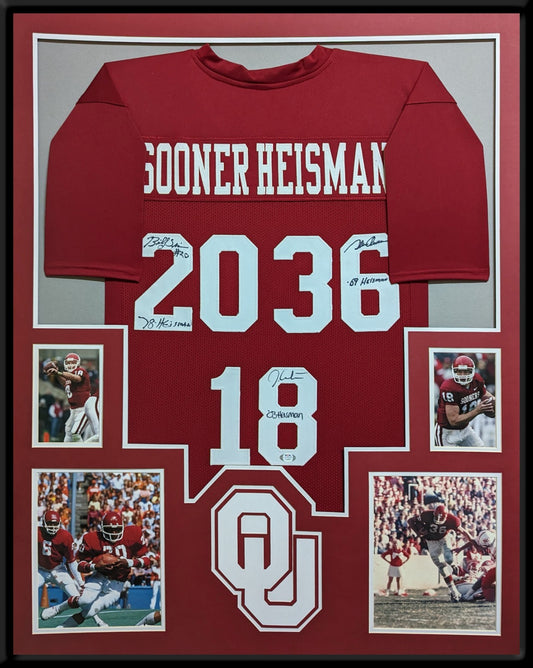 Framed Oklahoma Sooners Steve Owens Autographed Signed Jersey Psa Coa