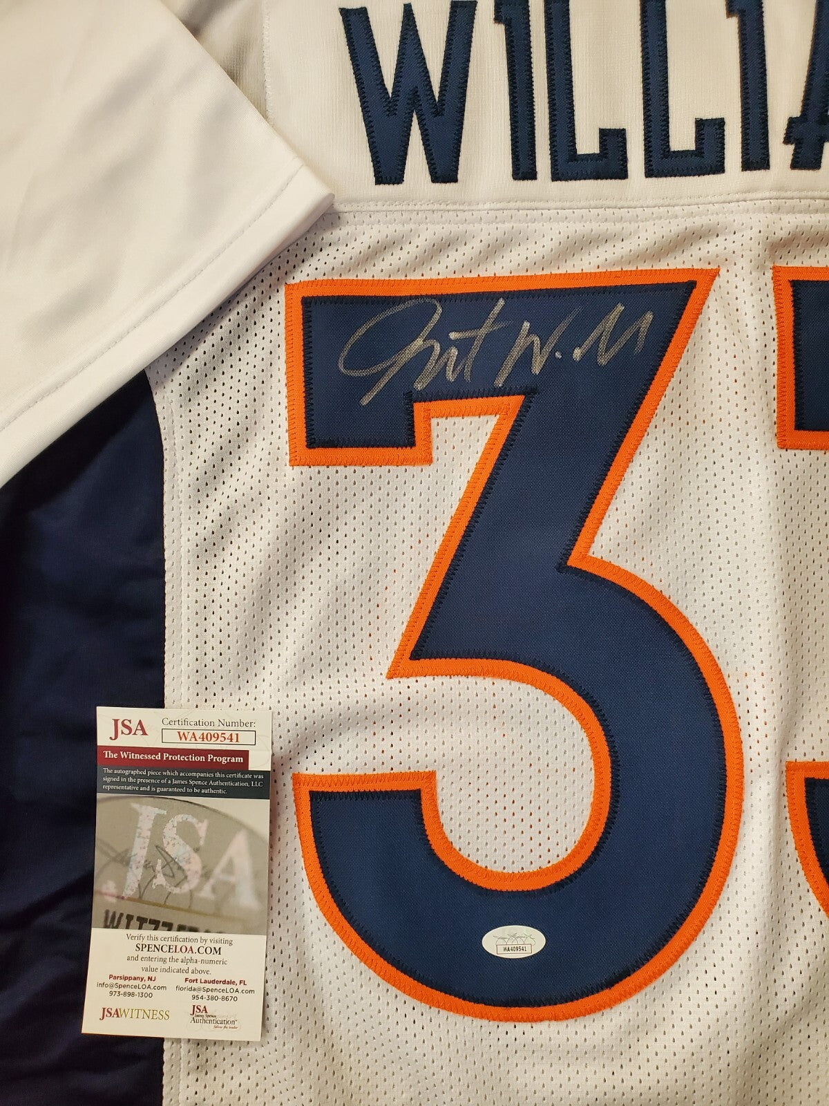 Denver Broncos Javonte Williams Autographed Signed Jersey Jsa  Coa