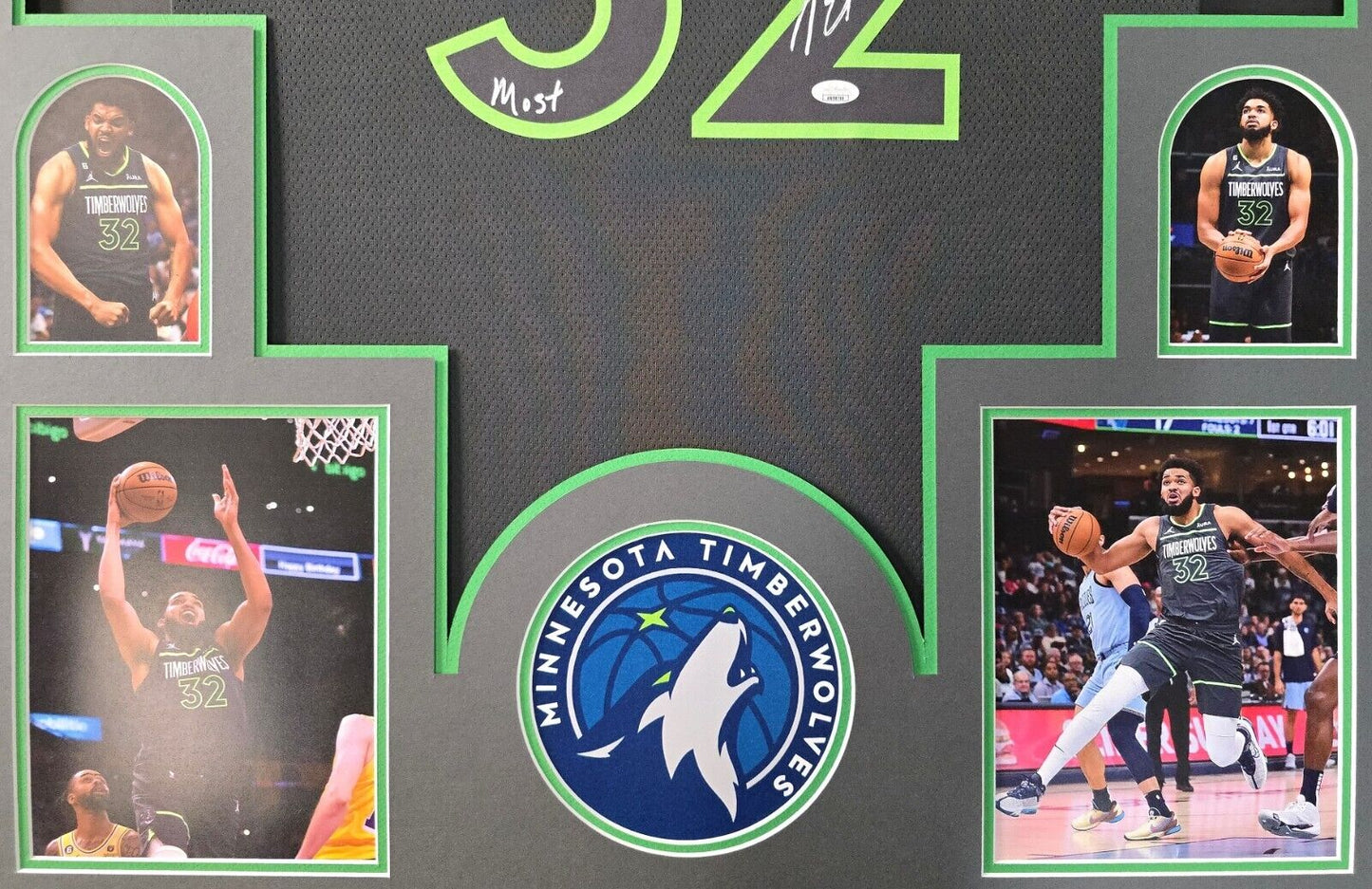 Custom Framed Minnesota Timberwolves Karl Anthony Towns Autographed Jersey Jsa