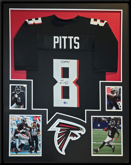 Framed Atlanta Falcons Kyle Pitts Autographed Jersey Beckett Holo