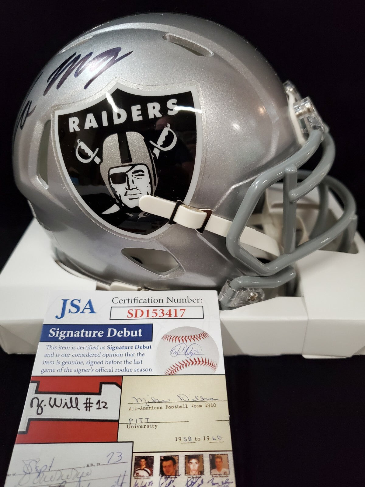 Las Vegas Raiders Tre'von Moehrig Autographed Signed Speed Mini Helmet Jsa Coa