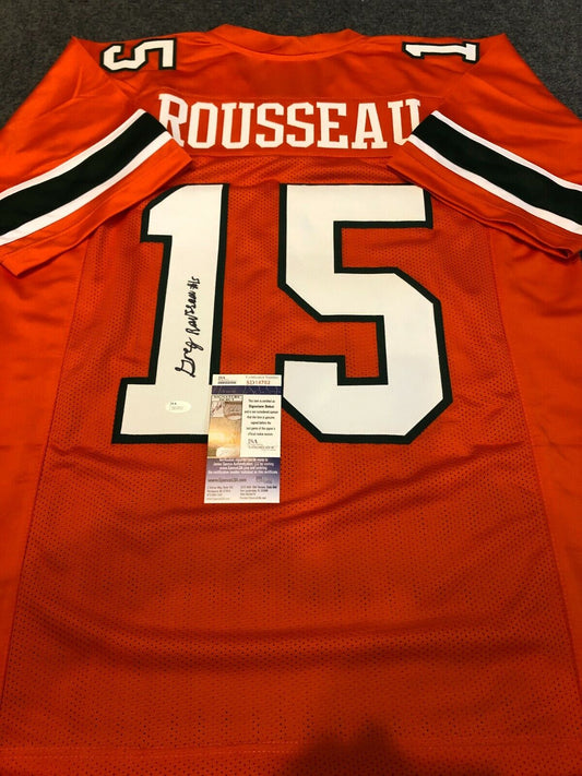 MVP Authentics Miami Hurricanes Greg Rousseau Autographed Signed Jersey Jsa  Coa 134.10 sports jersey framing , jersey framing
