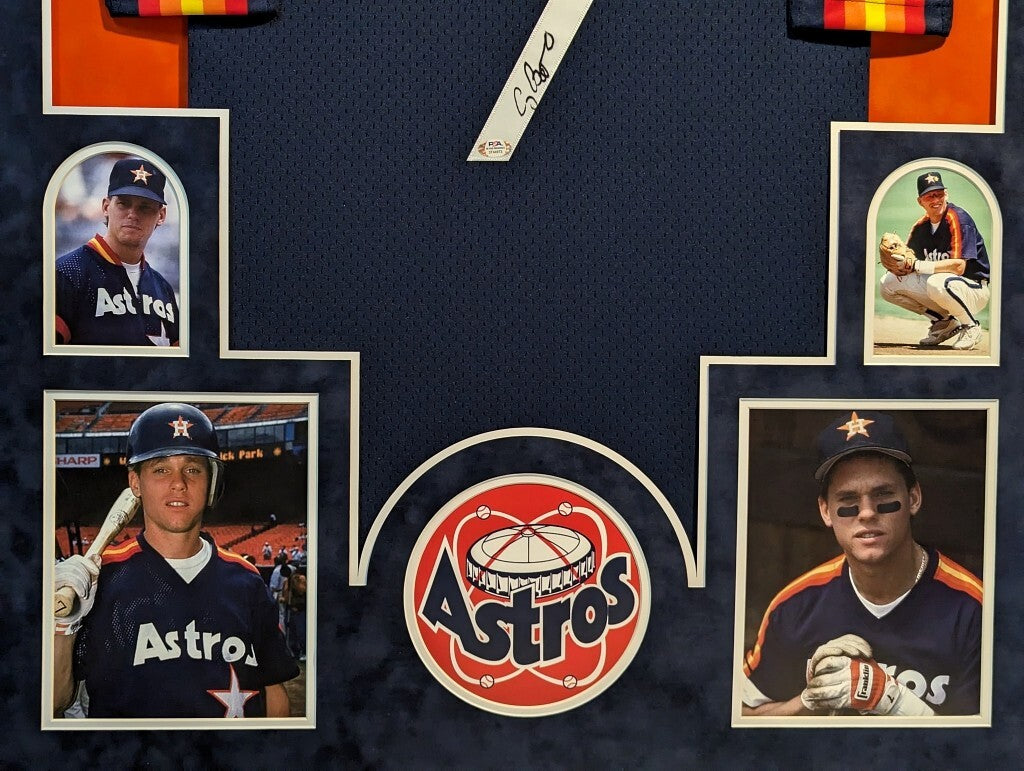 Suede Framed Houston Astros Craig Biggio Autographed Signed Jersey Psa Coa
