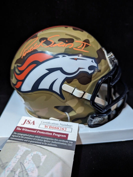 MVP Authentics Denver Broncos Pat Surtain Ii Autographed Alt Camo Mini Helmet Jsa Coa 162 sports jersey framing , jersey framing