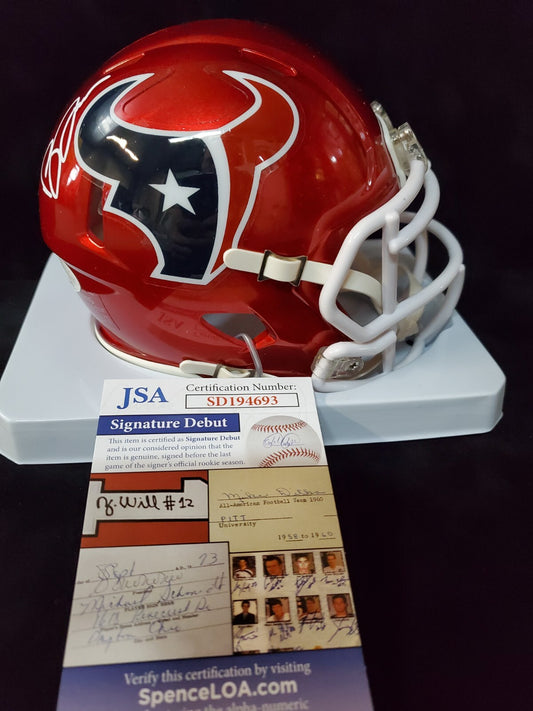 Houston Texans Brevin Jordan Signed Flash Mini Helmet Jsa Coa