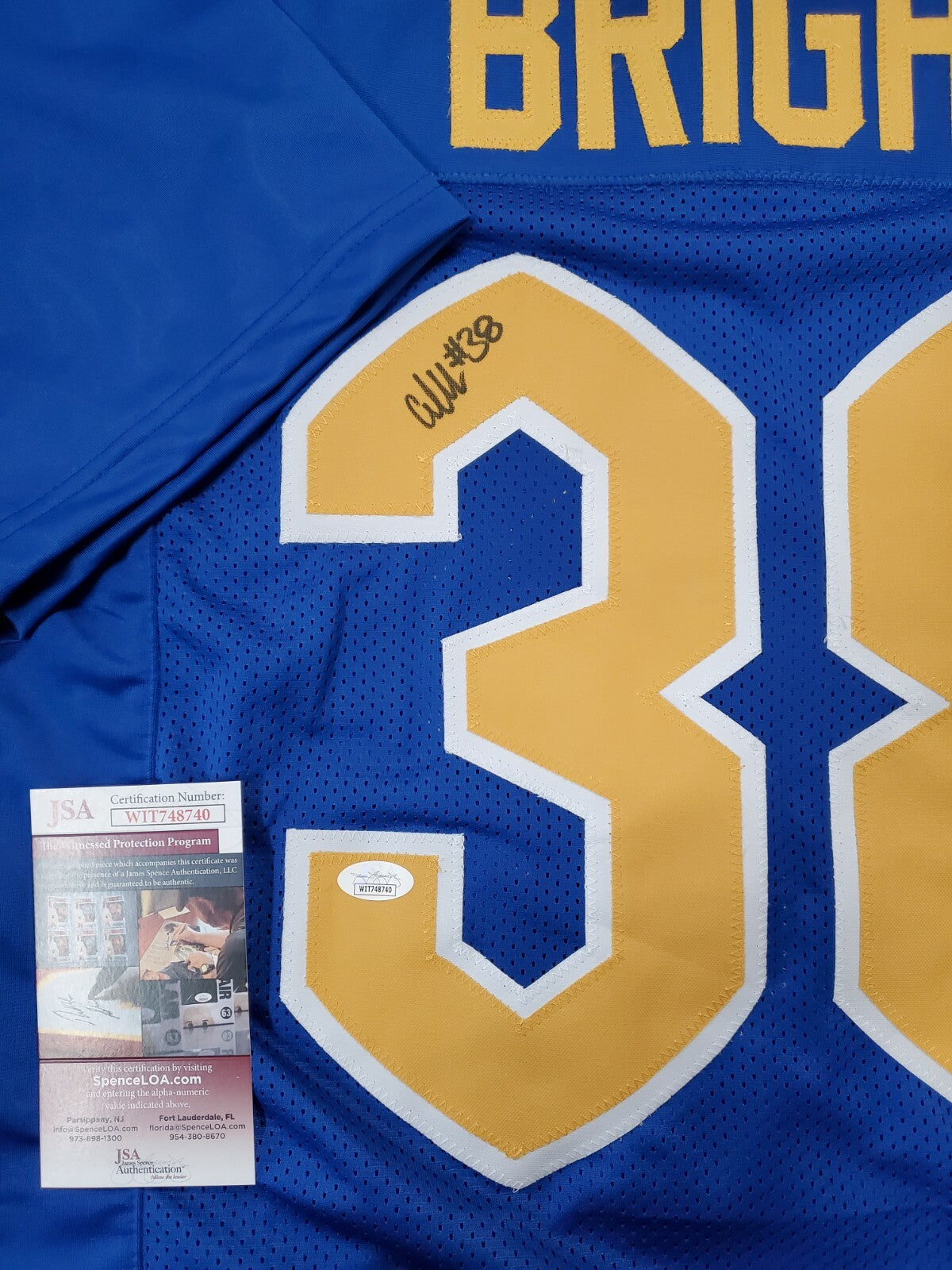 Pitt Panthers Cam Bright Autographed Signed Jersey Jsa Coa