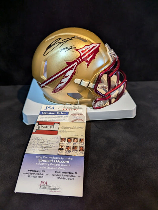 Florida State Seminoles Braden Fiske Autographed Signed Speed Mini Helmet Jsa