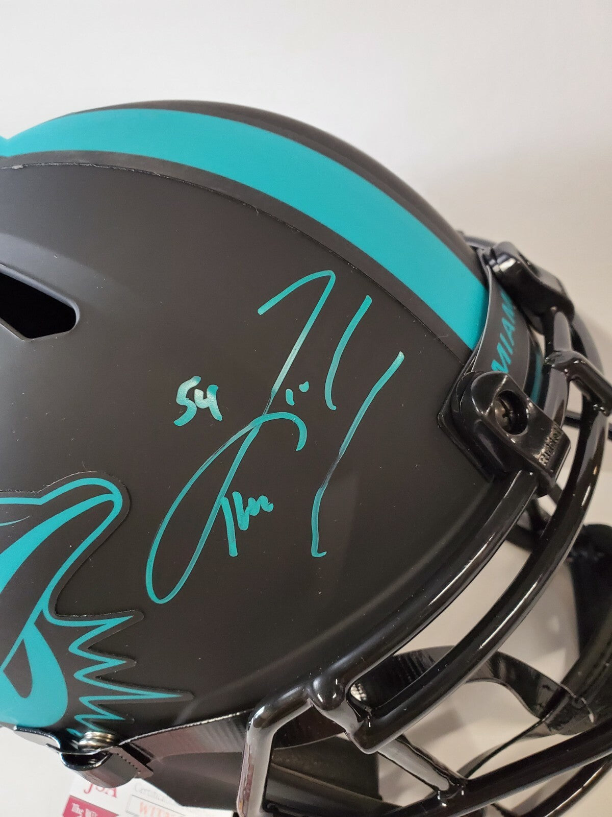 Zach Thomas Signed Inscr Miami Dolphins Full Size Eclipse Replica Helmet Jsa Coa