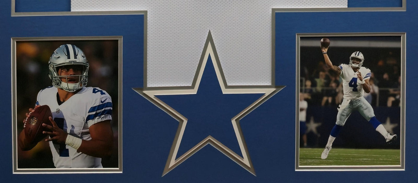 Framed Dallas Cowboys Dak Prescott Autographed Signed Jersey Beckett Holo