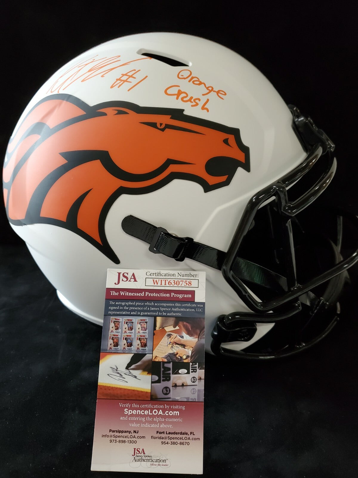 Denver Broncos Kj Hamler Autographed Inscribed Full Sz Lunar Rep Helmet Jsa Coa