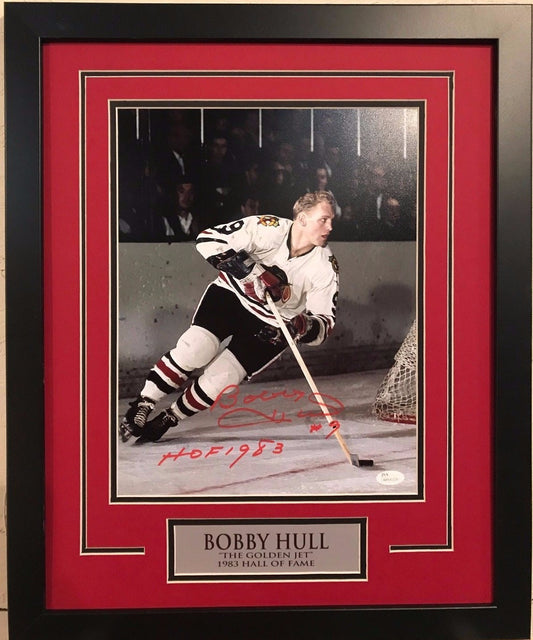 Framed Signed Inscribed Bobby Hull Chicago Blackhawks 11X14 Photo Jsa Coa