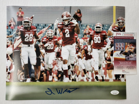 Temple Owls Isaiah Wright Autographed Signed 11X14 Photo Jsa Coa