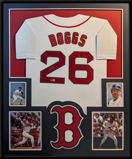 Framed Boston Red Sox Wade Boggs Autographed Signed Jersey Beckett Holo