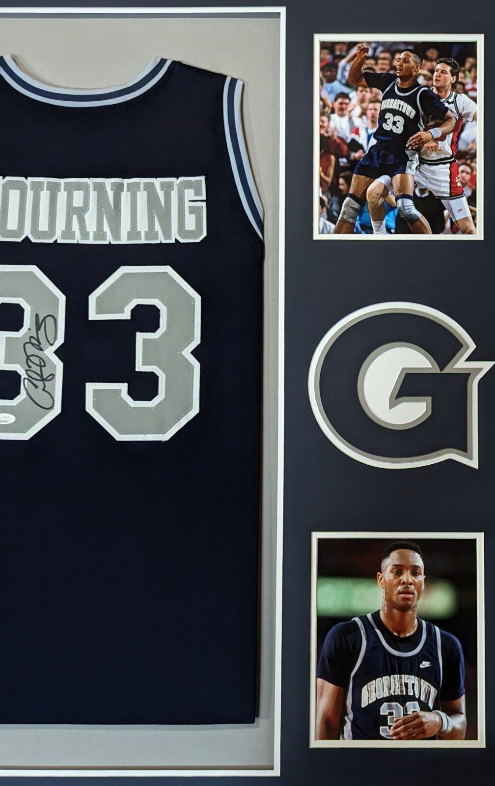 Framed Georgetown Hoyas Alonzo Mourning Autographed Signed Jersey Jsa Coa