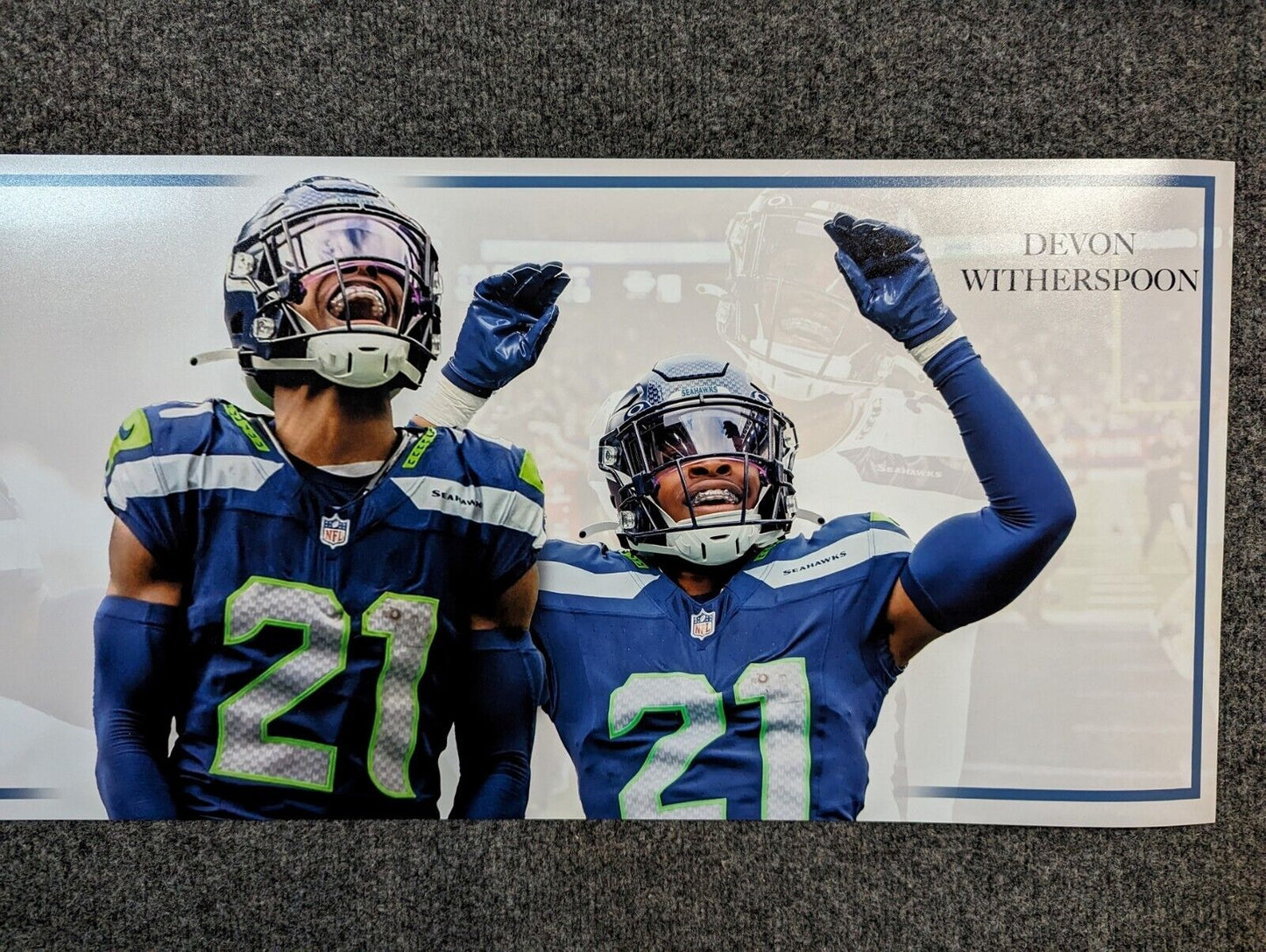 Seattle Seahawks Devon Witherspoon Autographed Signed 36X12 Panoramic Beckett