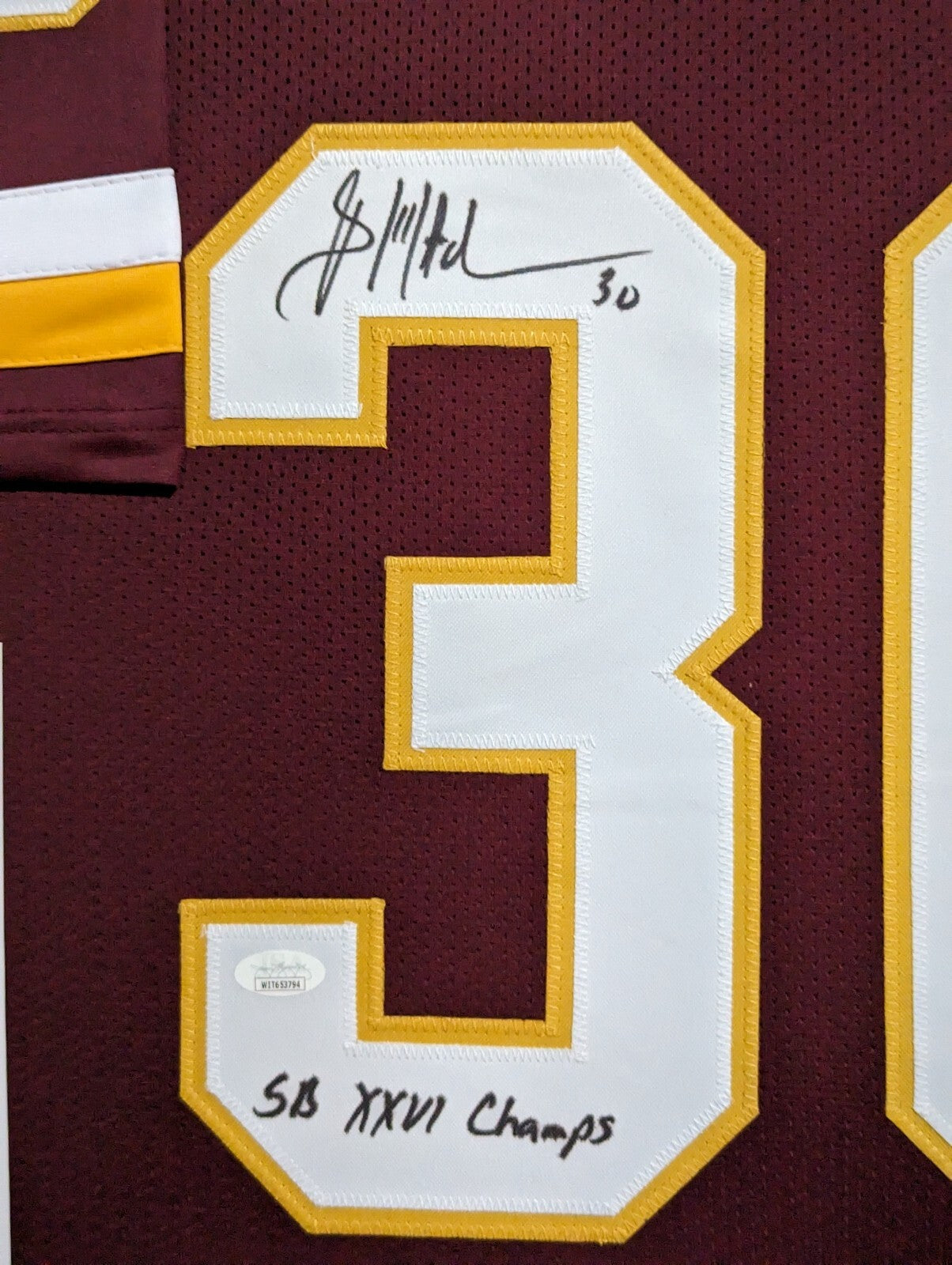 Framed Washington Brian Mitchell Autographed Signed Inscribed Jersey Jsa Coa