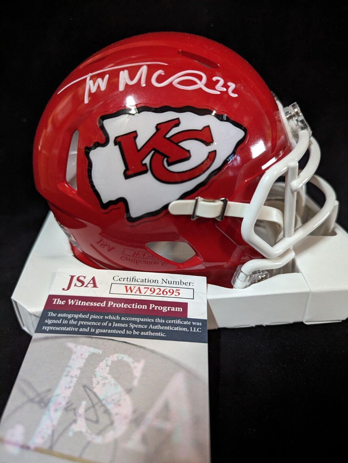 MVP Authentics Kansas City Chiefs Trent Mcduffie Autographed Signed Speed Mini Helmet Jsa Coa 117 sports jersey framing , jersey framing