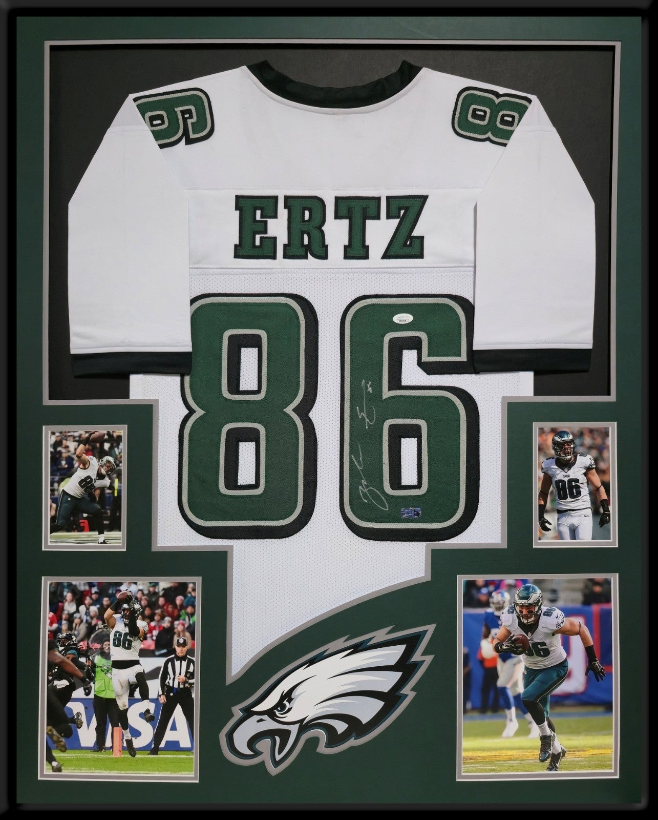 Framed Philadelphia Eagles Zach Ertz Autographed Jersey Ertz Holo