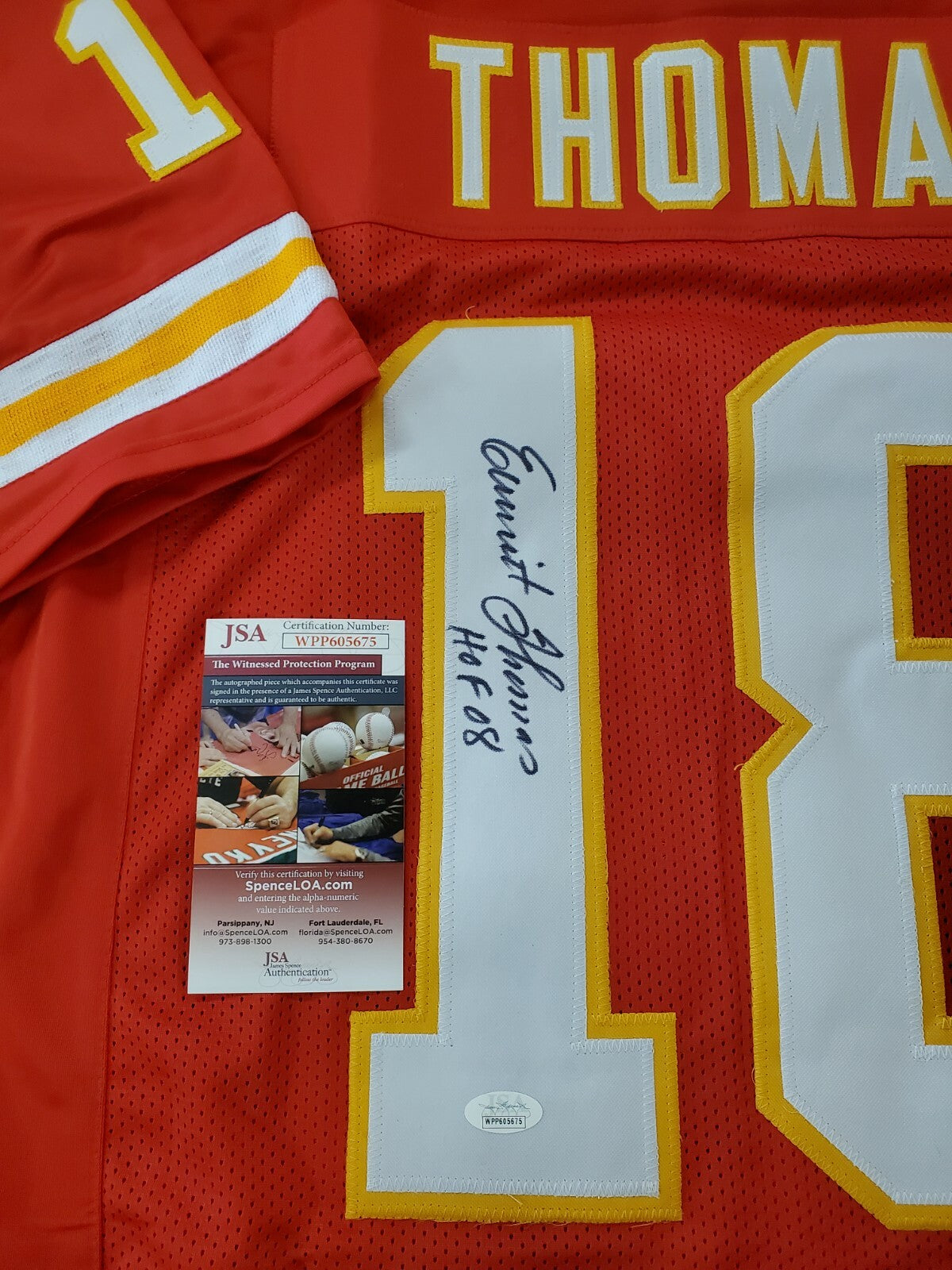 Kansas City Chiefs Emmitt Thomas Autographed Signed Inscribed Jersey Jsa  Coa
