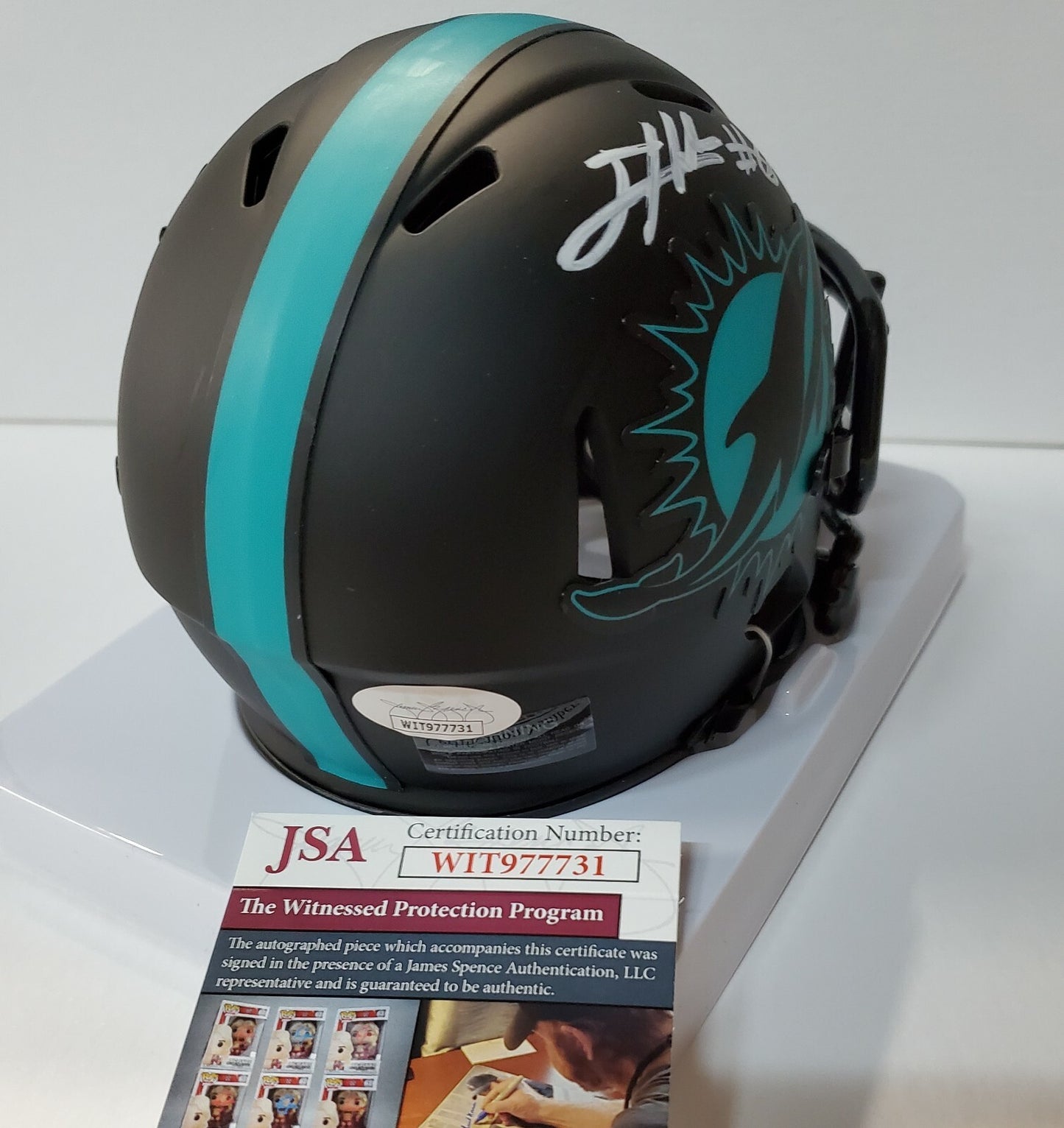Miami Dolphins Jevon Holland Autographed White Signed Eclipse Mini Helmet Jsa