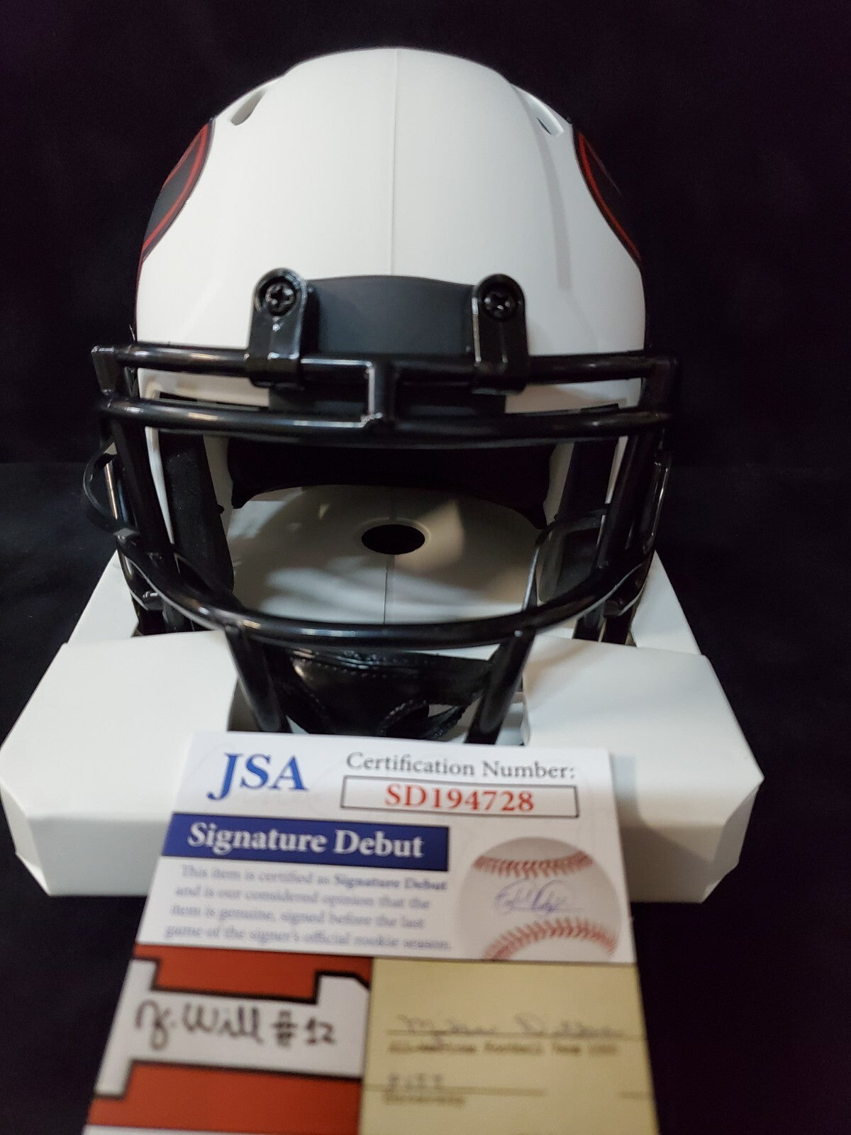 Houston Texans Brevin Jordan Signed Lunar Mini Helmet Jsa Coa