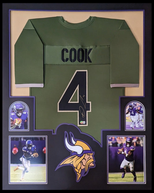 Framed Minnesota Vikings Dalvin Cook Autographed Signed Jersey Beckett Holo