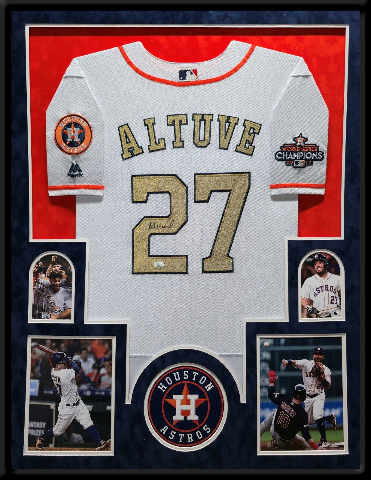 Framed In Suede Houston Astros Jose Altuve Autographed Signed Jersey Jsa Coa