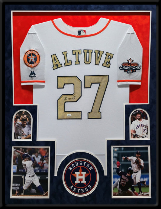 Framed In Suede Houston Astros Jose Altuve Autographed Signed Jersey Jsa Coa