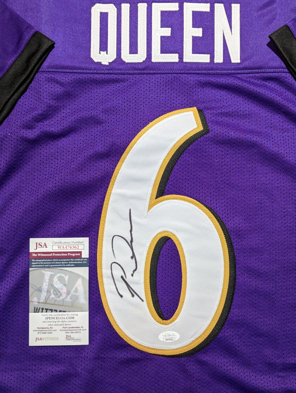 Baltimore Ravens Patrick Queen Autographed Signed Jersey Jsa Coa