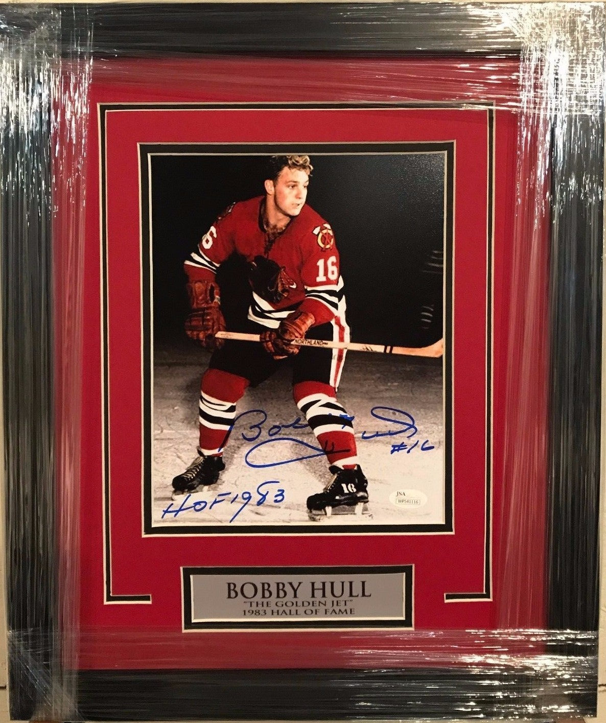 Framed Signed Inscribed Bobby Hull Chicago Blackhawks 8X10 Photo Jsa Coa