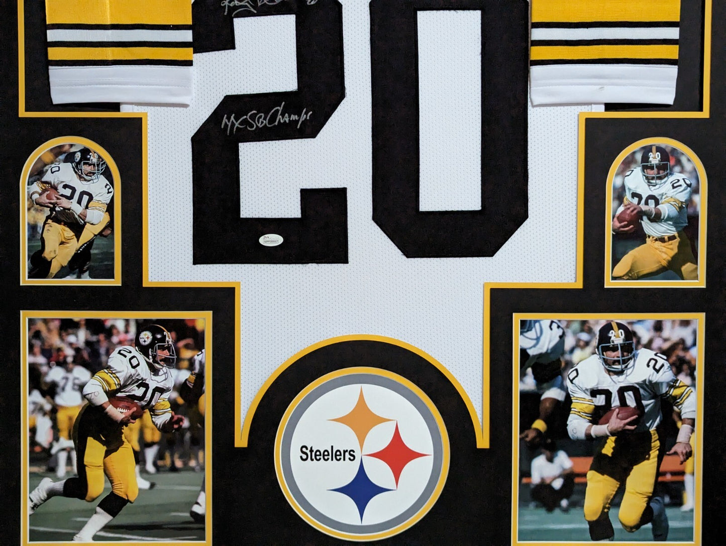 Framed Pittsburgh Steelers Rocky Bleier Autographed Inscribed Jersey Jsa Coa