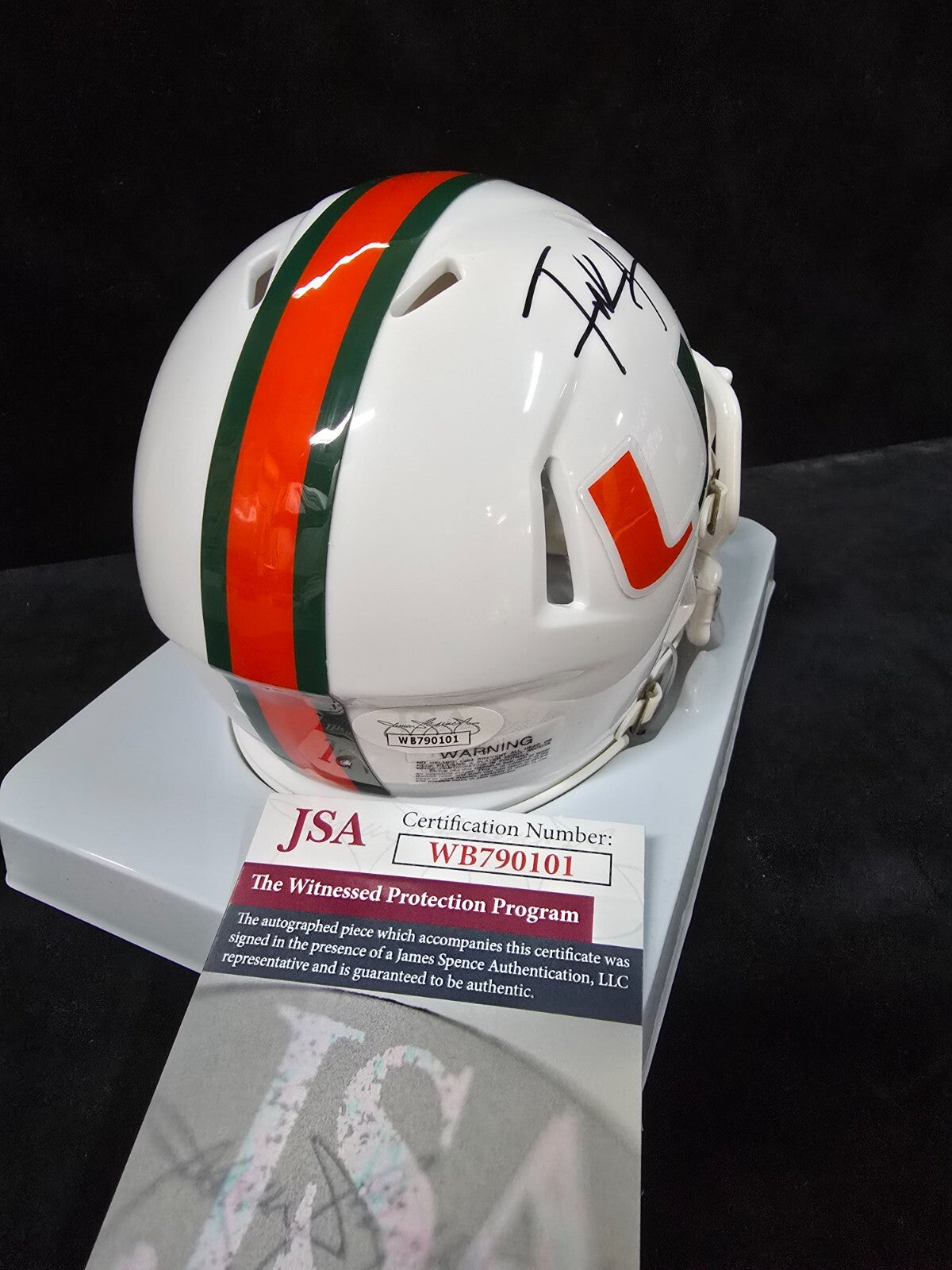 Miami Hurricanes Frank Gore Autographed Signed Speed Mini Helmet Jsa Coa