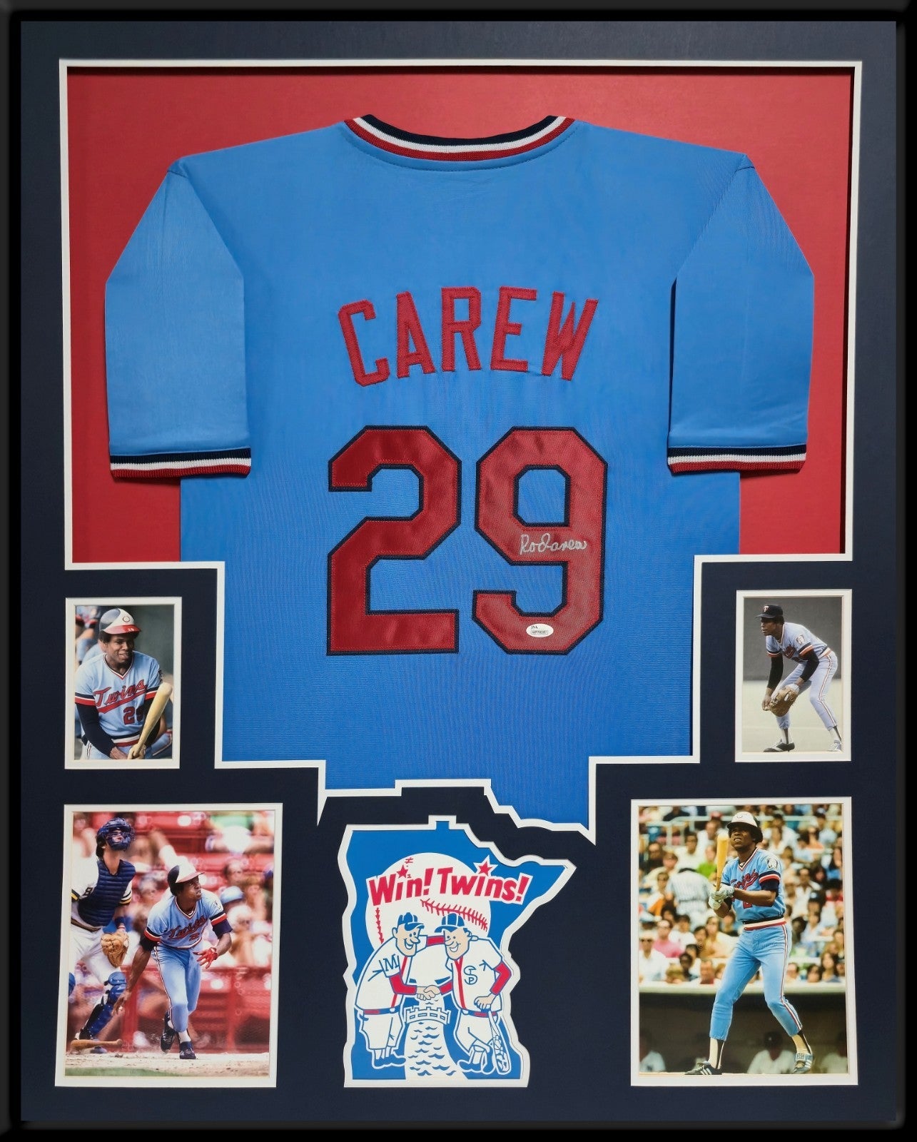 Custom Framed Minnesota Twins Rod Carew Autographed Signed Jersey Jsa Coa
