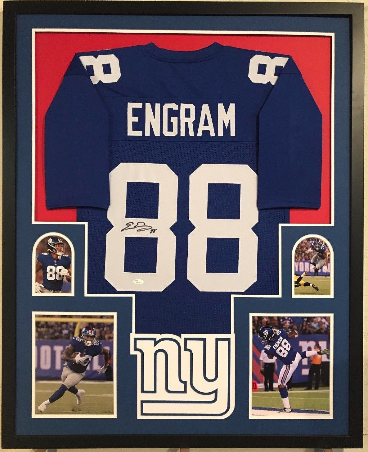 Framed N.Y. Giants Evan Engram  Autographed Signed Jersey Jsa Coa