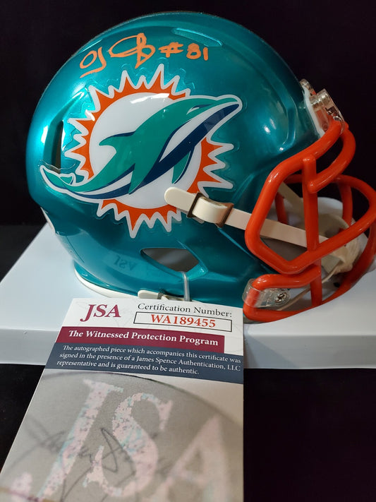 Oj Mcduffie Autographed Signed Miami Dolphins Flash Mini Helmet Jsa Coa