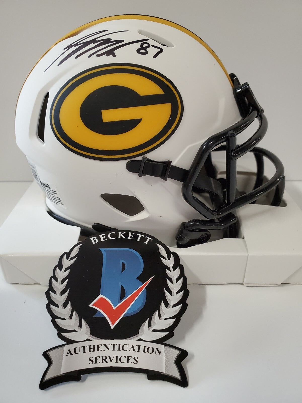 Jordy Nelson Autographed Signed Green Bay Packers Lunar Mini Helmet Bas Holo