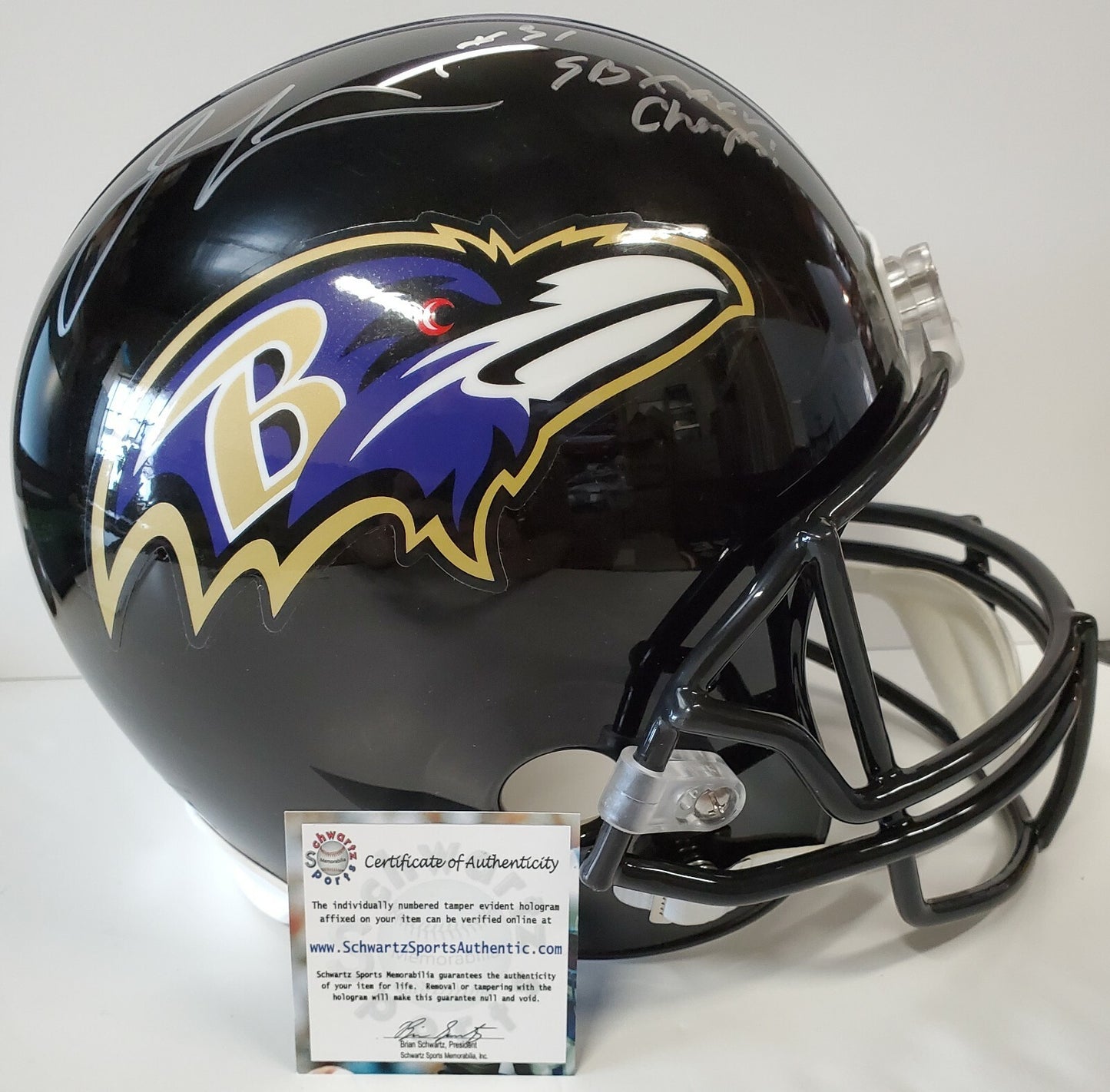 Baltimore Ravens Jamal Lewis Signed Inscr Full Sz Replica Helmet Schwartz Coa
