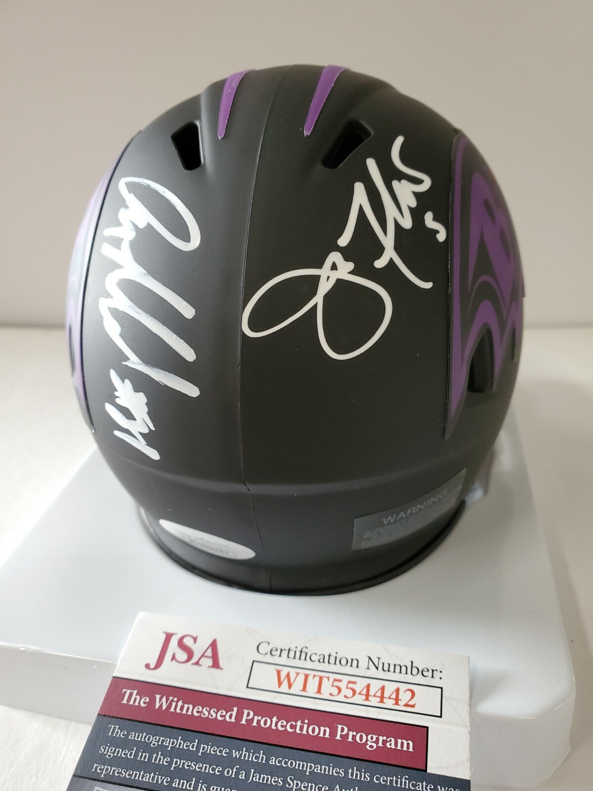 Baltimore Ravens Joe Flacco Anquan Boldin Dual Signed Eclipse Mini Helmet Jsa