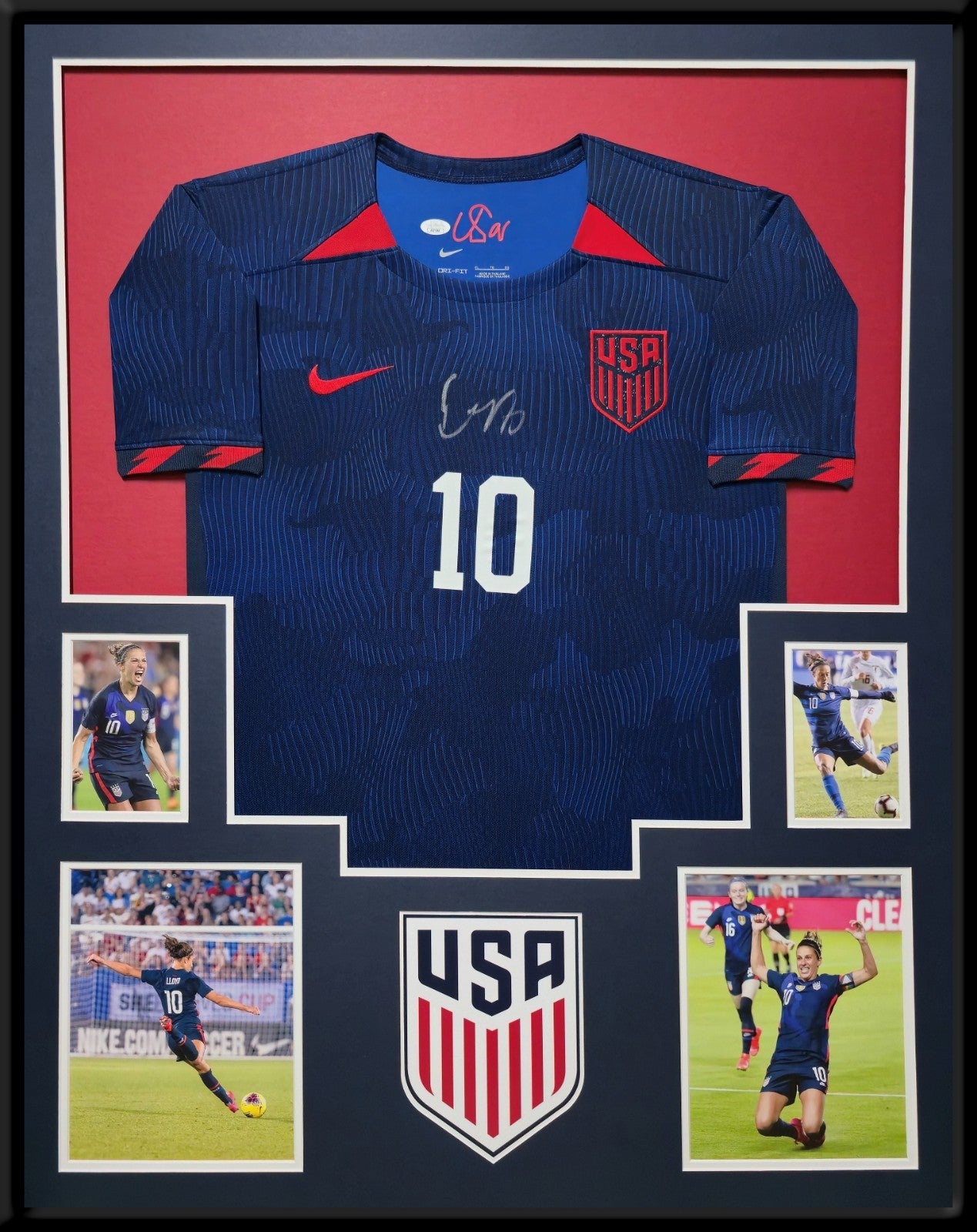 Framed Carli Lloyd Autographed Signed Usa Jersey Jsa Coa