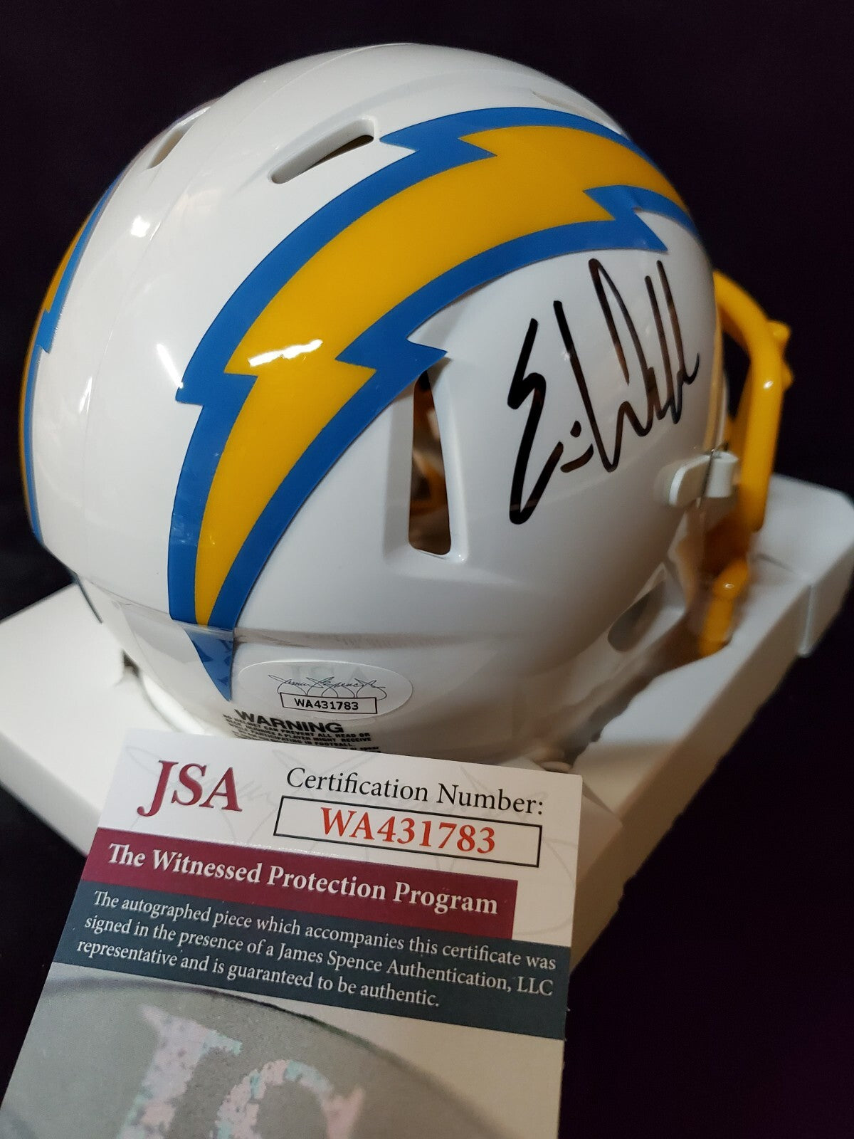 San Diego Chargers Eric Weddle Signed Speed Mini Helmet Jsa Coa