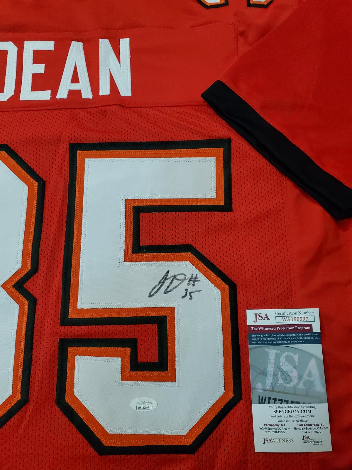 Tampa Bay Buccaneers Jamel Dean Autographed Signed Jersey Jsa  Coa