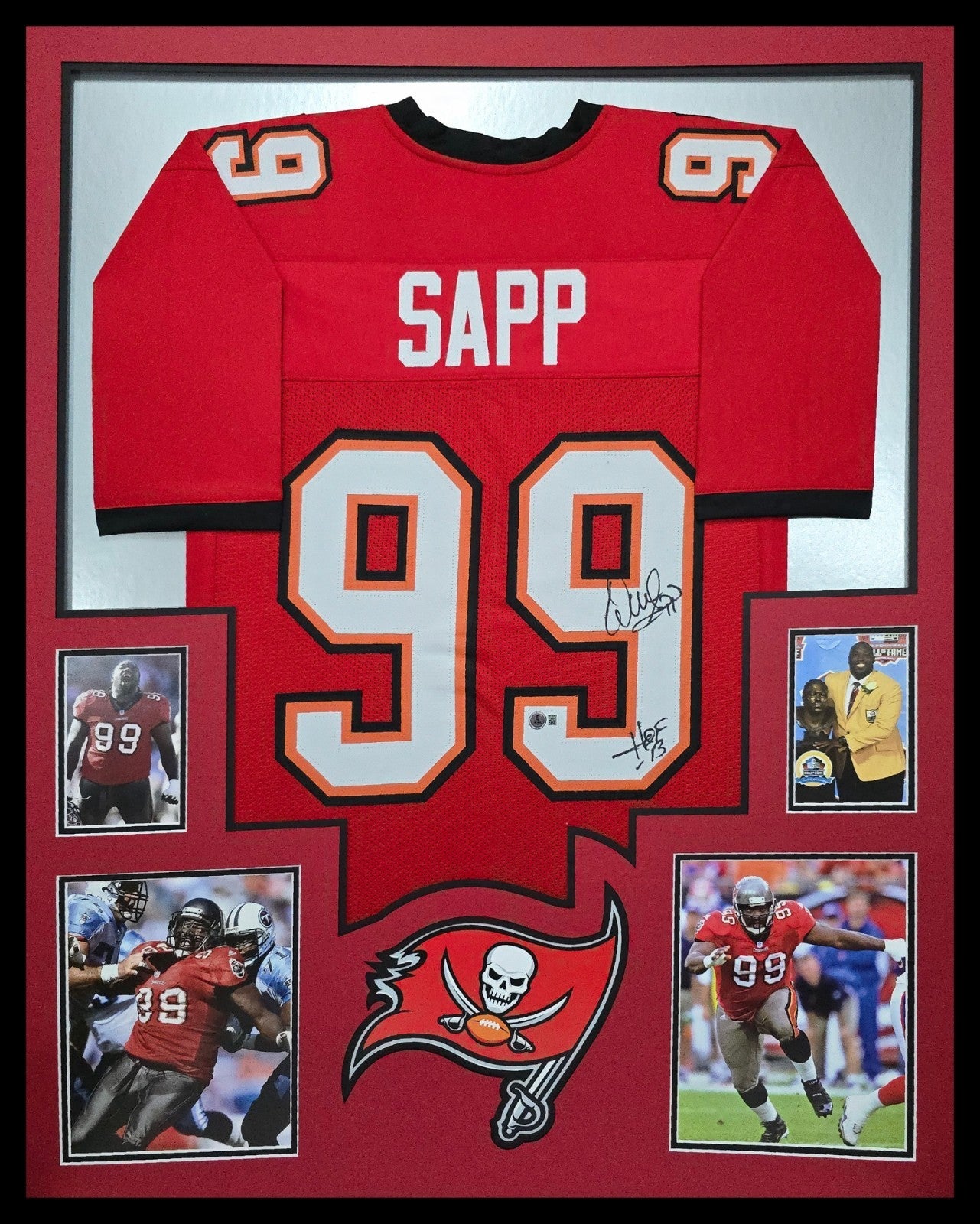Framed Tampa Bay Buccaneers Warren Sapp Autographed Signed Jersey Beckett Holo