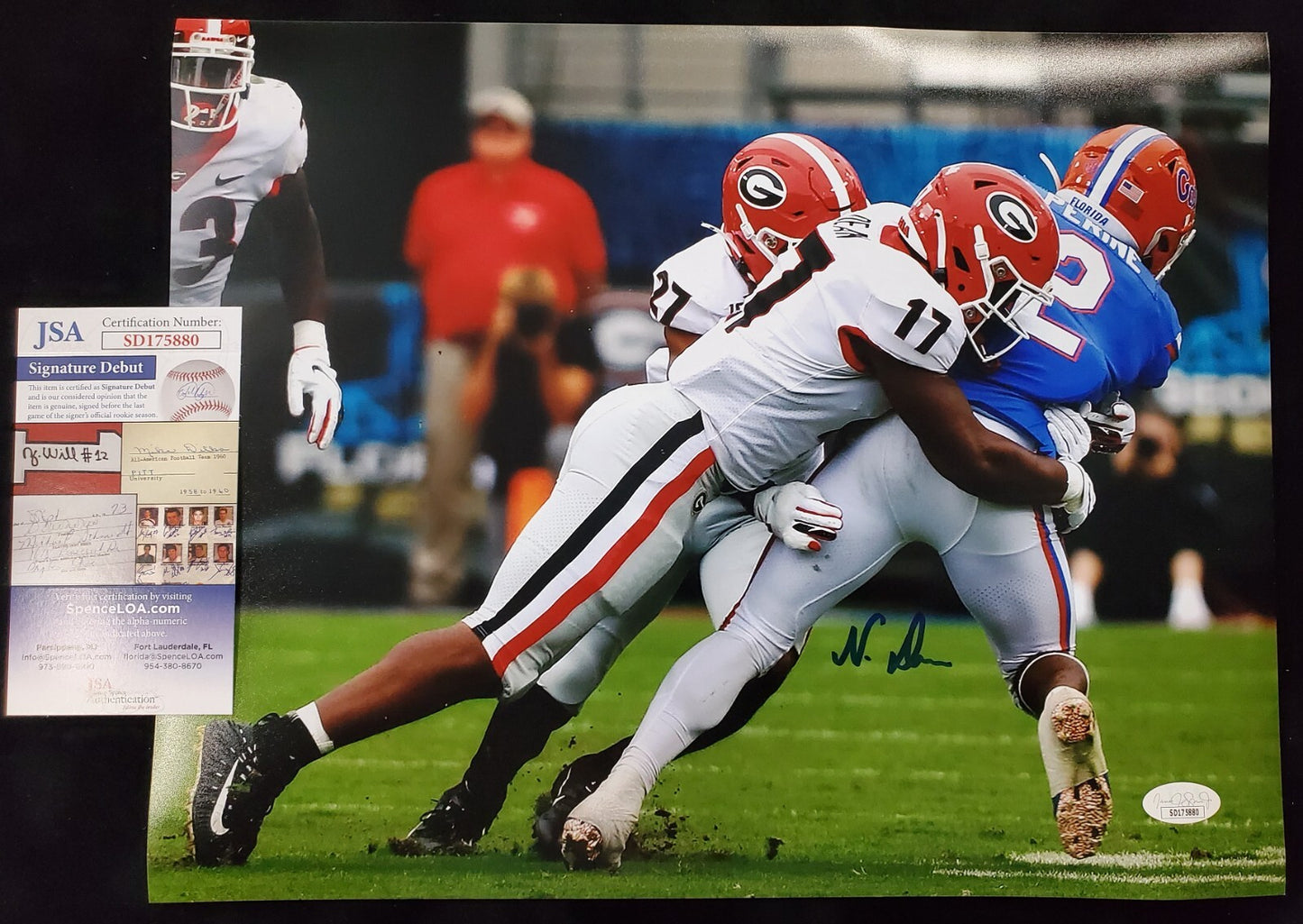 Georgia Bulldogs Nakobe Dean Autographed Signed 11X14 Photo Jsa Coa