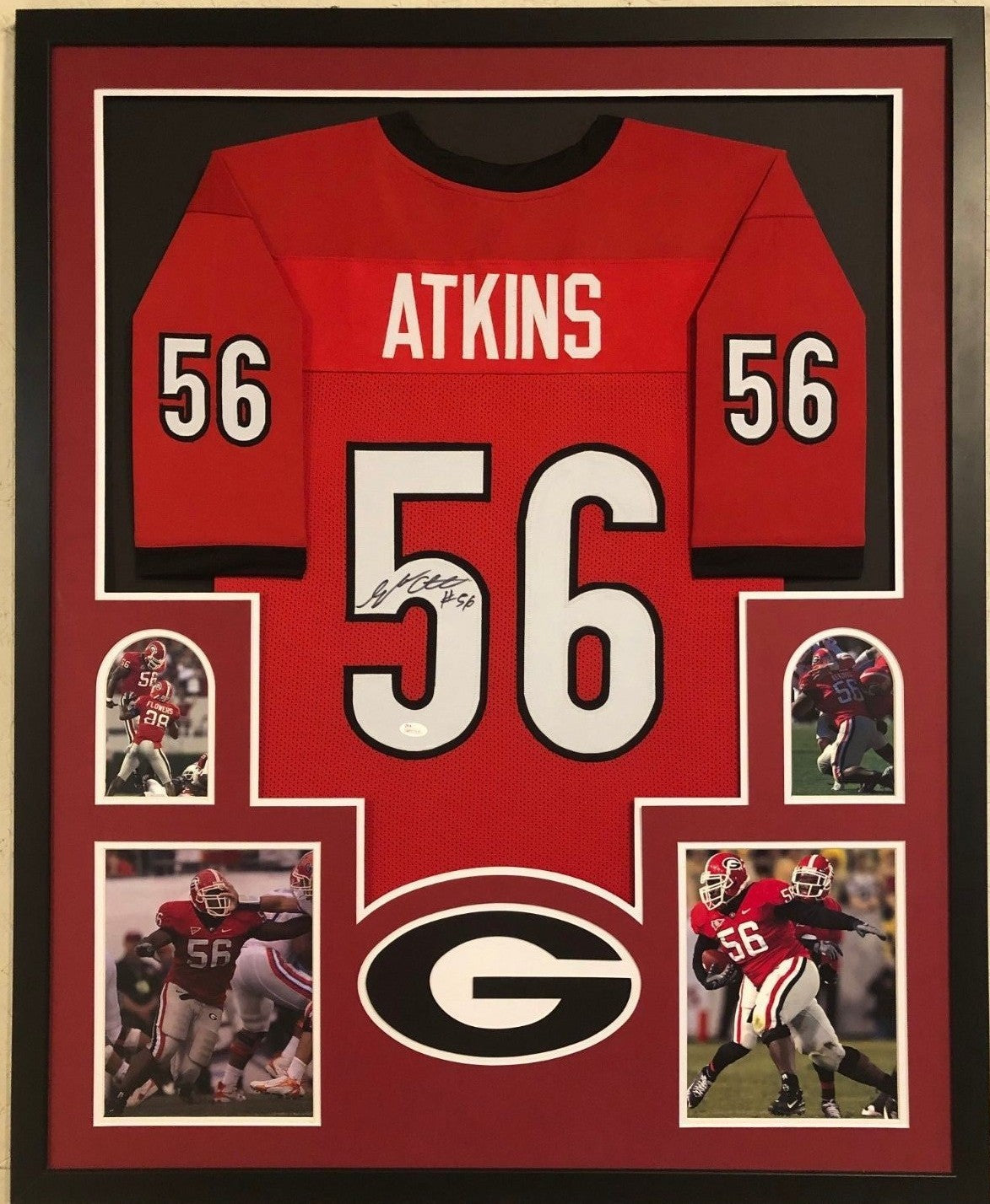 Framed Georgia Bulldogs Geno Atkins Autographed Signed Jersey Jsa Coa