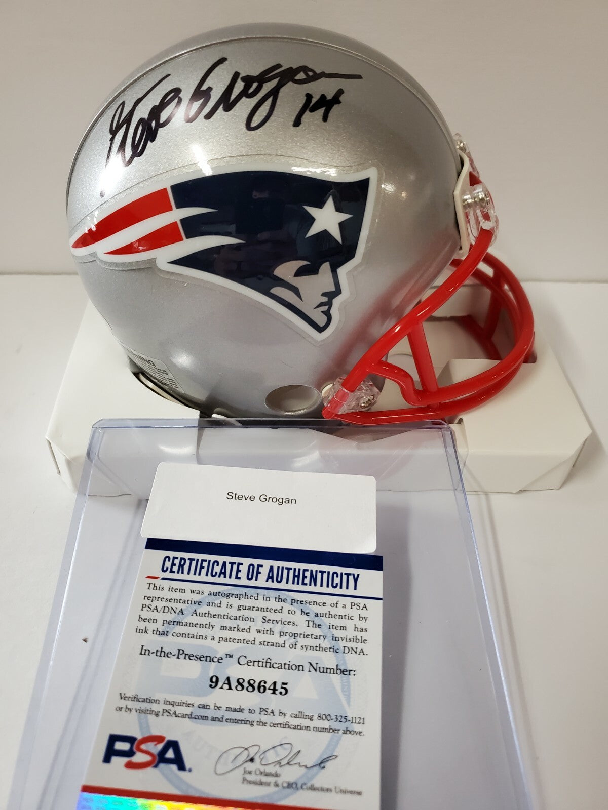 New England Patriots Steve Grogan Autographed Signed Mini Helmet Psa Coa