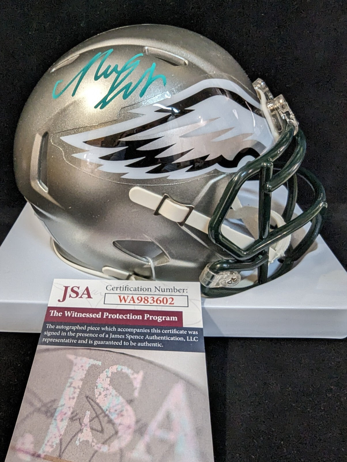 Philadelphia Eagles Nolan Smith Jr Autographed Signed Flash Mini Helmet Jsa Coa