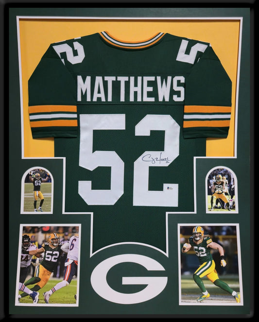 Framed Green Bay Packers Clay Matthews Autographed Signed Jersey Beckett Coa