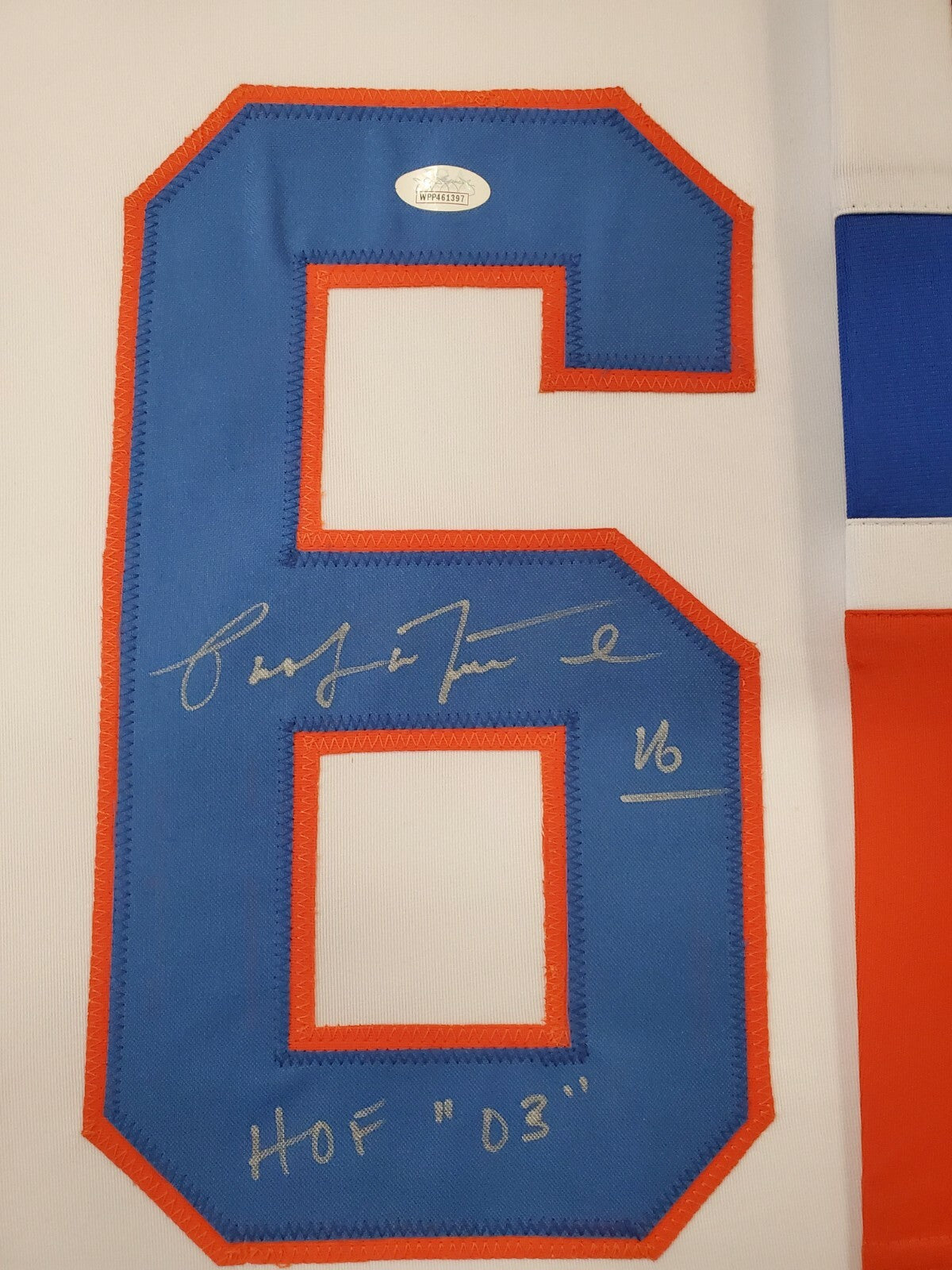 Framed Pat Lafontaine Autographed Inscribed Hof 03 N.Y. Islanders Jersey Jsa Coa