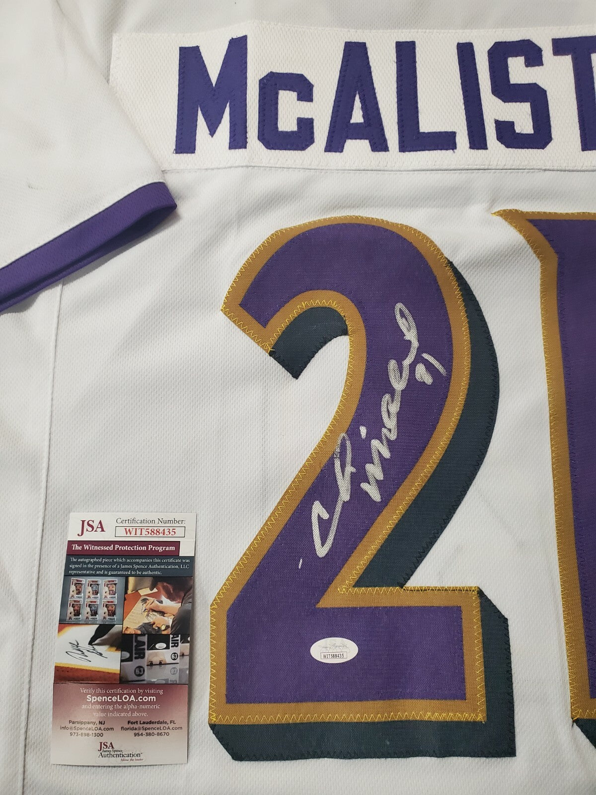 Baltimore Ravens Chris Mcalister Autographed Signed Inscribed Jersey Jsa Coa